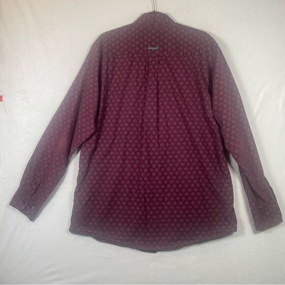 Ariat Wine Colored Long Sleeve Button Down Shirt Size Large Tall - Picture 2 of 14